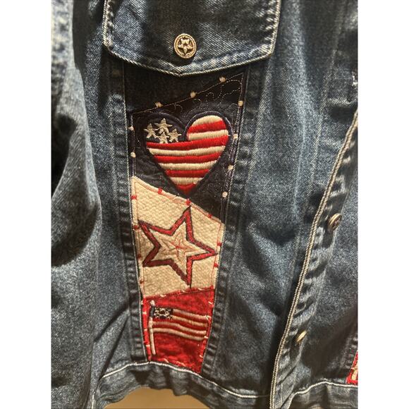Ten Trums Denim Women’s Jean Jacket American Flag Design Size L - Picture 3 of 8
